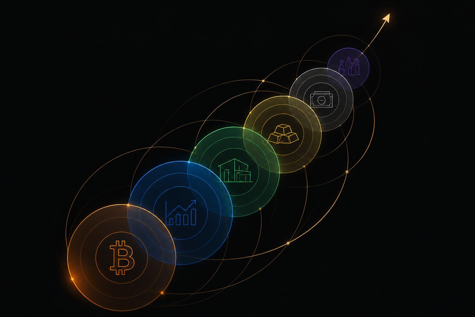 Compound growth spiral across six asset classes